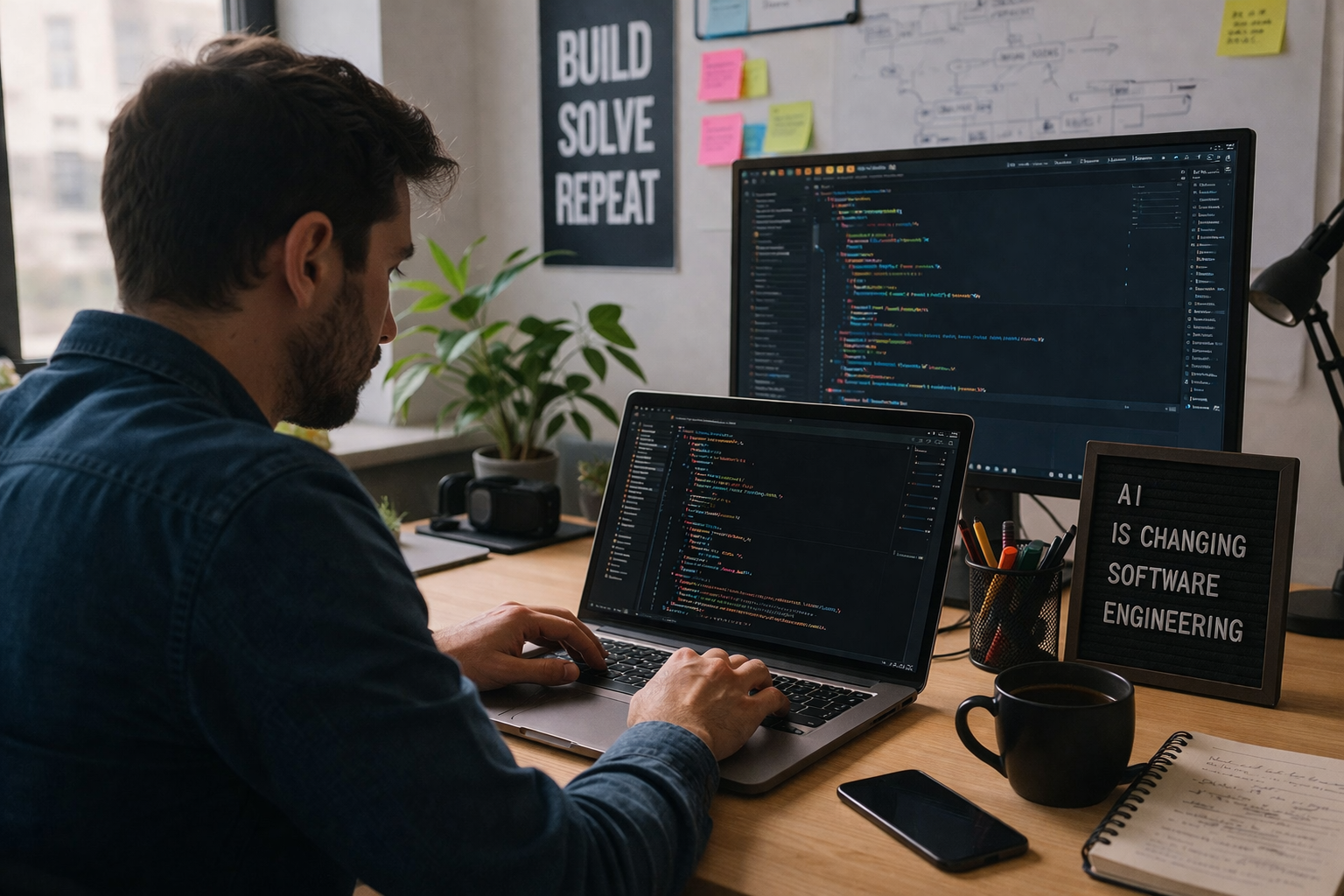 Focused Coder In A Modern Workspace